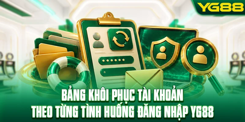 Bảng khôi phục tài khoản theo từng tình huống đăng nhập YG88